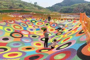 Rope net trampoline